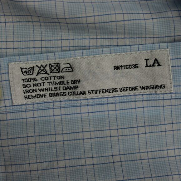 Charles Tyrwhitt Shirt Mens 17/35 Blue Check Slim Fit Button Up Long Sleeve - Picture 4 of 7